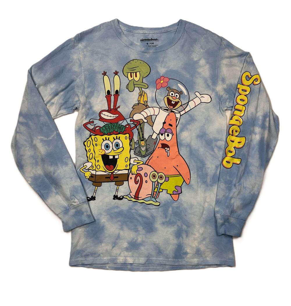 Nickelodeon SpongeBob SquarePants Patrick Tie Dye LS Graphic T-Shirt Sz S cotton